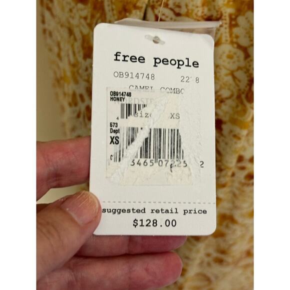 NWT Free People Sugar Sands jumpsuit, camel combo, extra small, bohemian, floral - Picture 7 of 9
